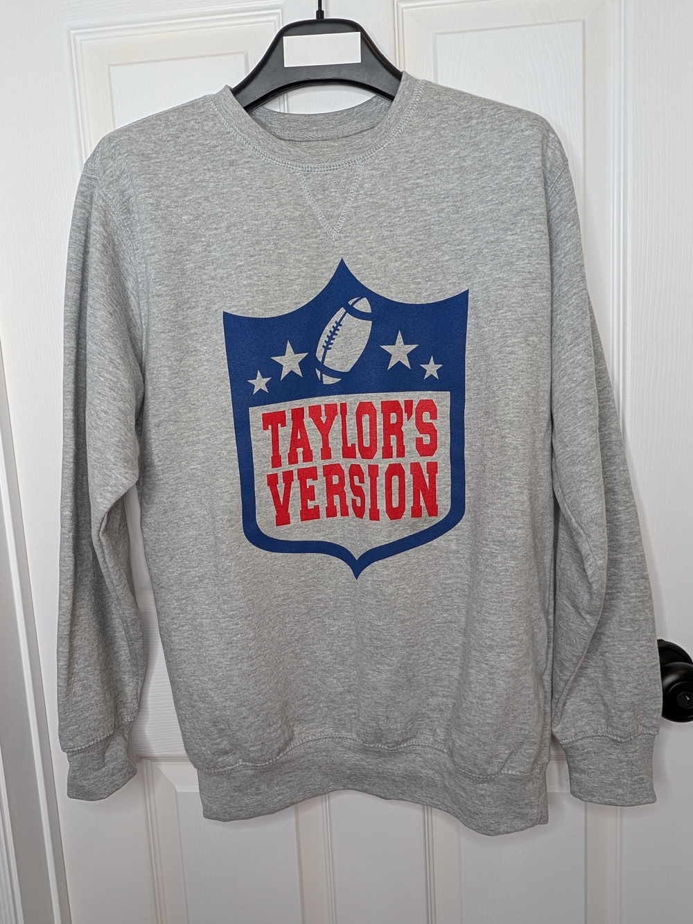 Taylor Swift Gray Crewneck Sweatshirt Red Blue Taylor's Version Football M